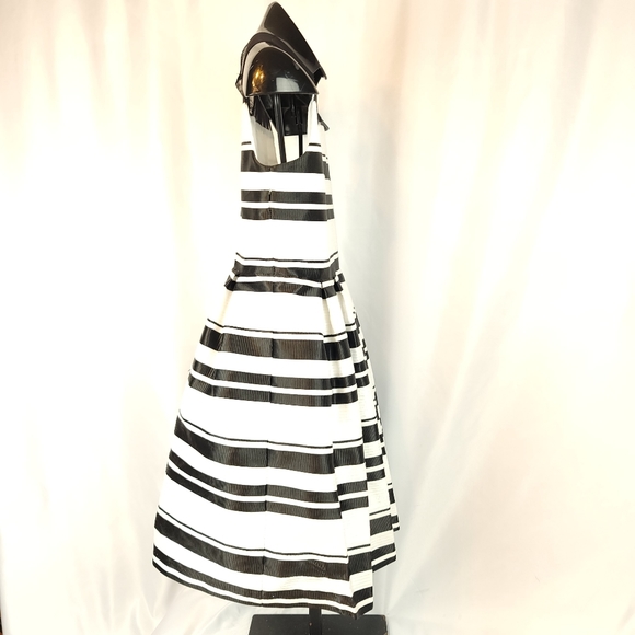 Pippa & Julie Black/White Ribbon Striped Dress - Picture 8 of 9